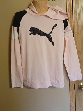 Puma Light Pink Hoodie with Black Logo Tag